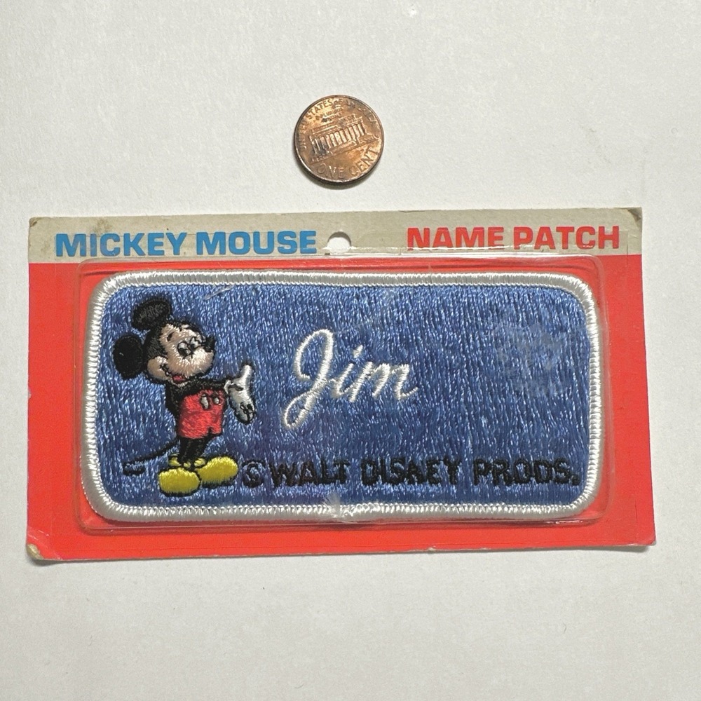 VINTAGE WALT DISNEY PROD. MICKEY MOUSE EMBROIDERED NAME PATCH JOHN - NEW/SEALED